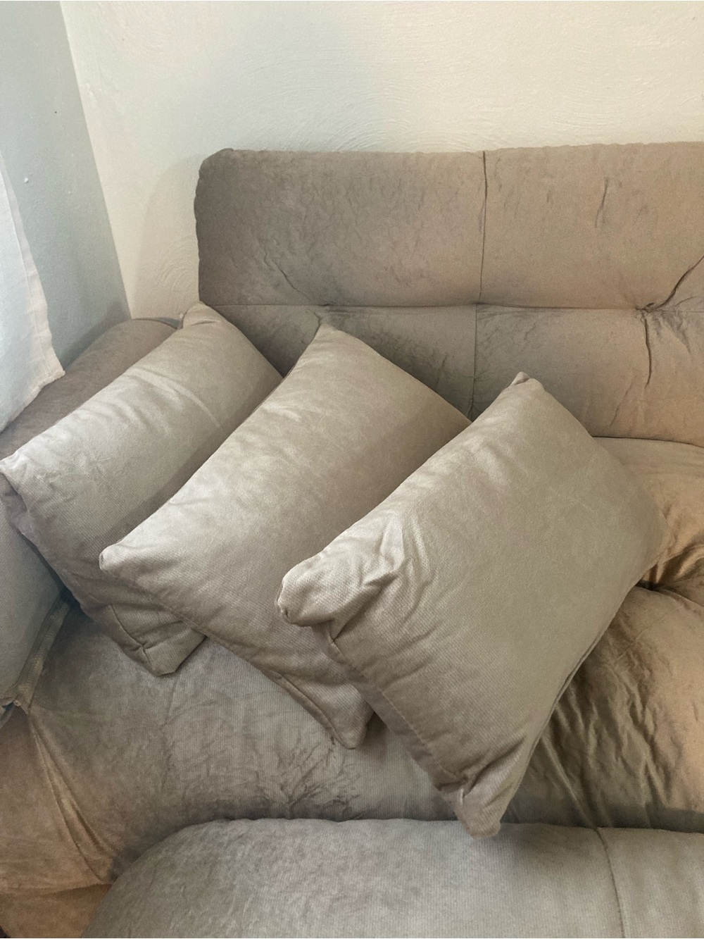 Set of 3 Beige Chenille Throw/ Accent Pillows, NEW